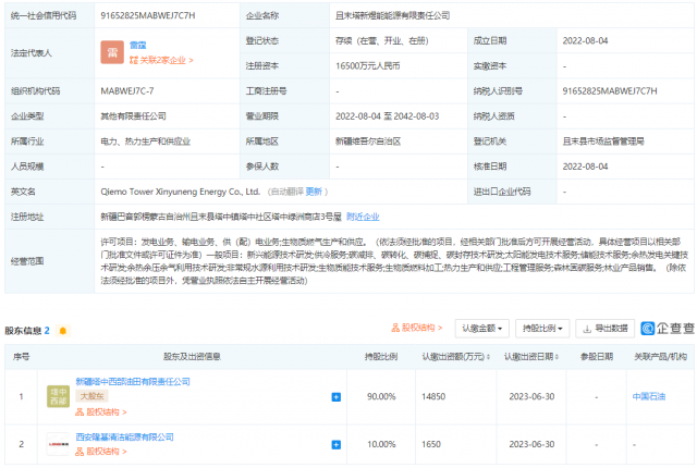 中國石油、隆基投資成立能源公司